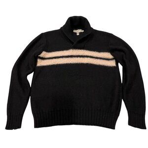 Peruvian Link 100% Alpaca Pullover Sweater, Black Ivory, XL